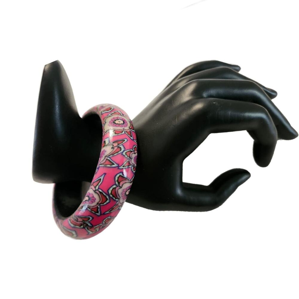 Vintage Pink Blue Chunky Bangle Bracelet